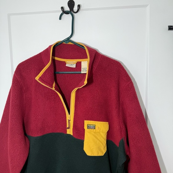 LL Bean L.L.Sweater Fleece Sherpa Hybrid Pullover. 1/4 Zip Multicolor Outdoor. - Picture 4 of 7